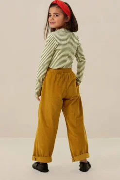 Donkergele wide leg corduroy broek
