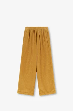 Donkergele wide leg corduroy broek