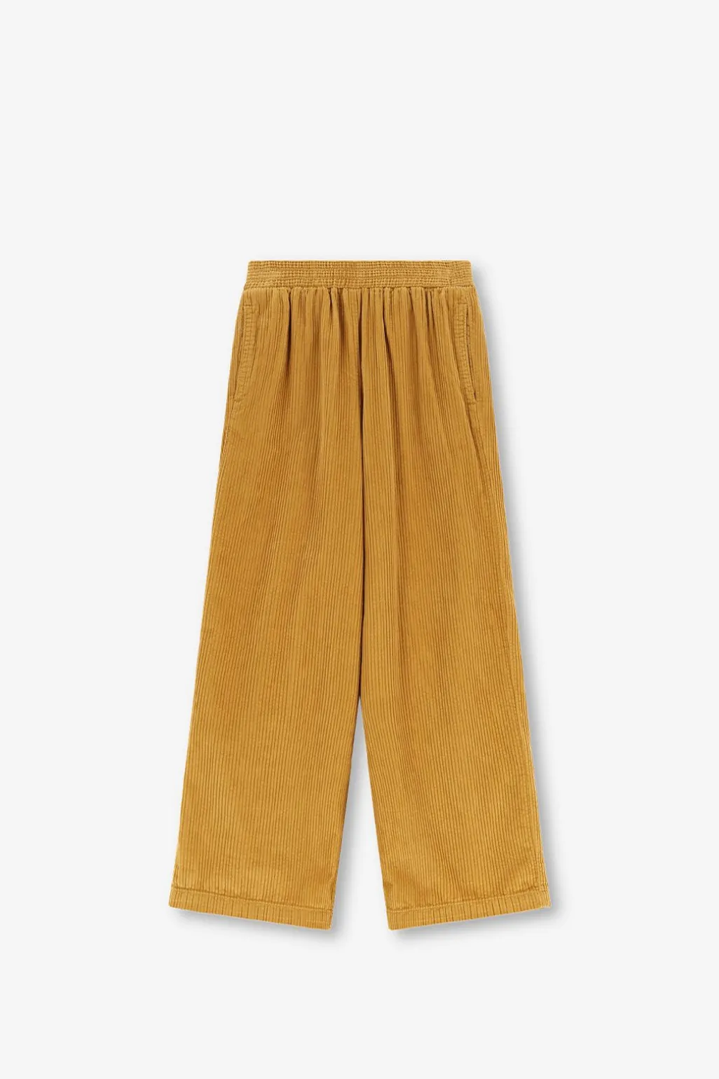Donkergele wide leg corduroy broek
