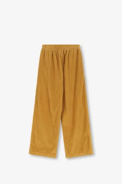 Donkergele wide leg corduroy broek