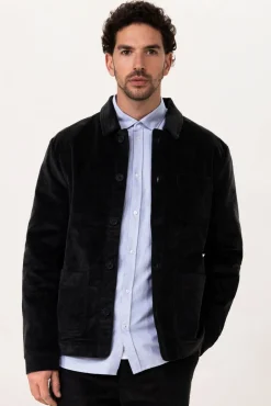 Donkergrijs jack met corduroy