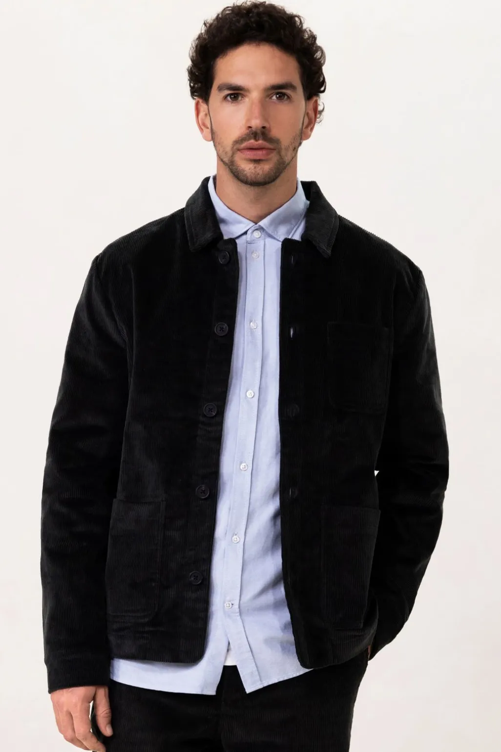 Donkergrijs jack met corduroy
