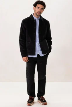 Donkergrijs jack met corduroy