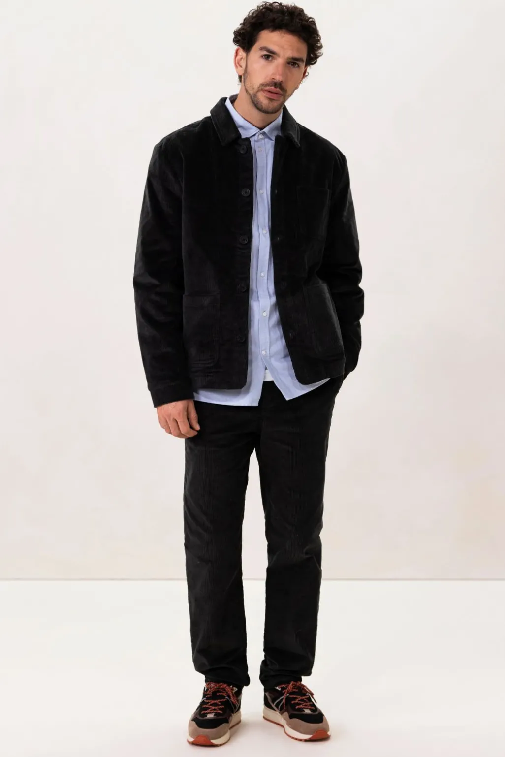 Donkergrijs jack met corduroy