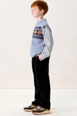 Donkergrijze corduroy pull on broek
