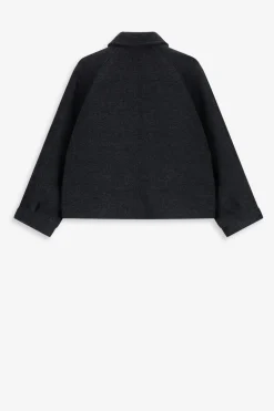 Donkergrijze korte trenchcoat