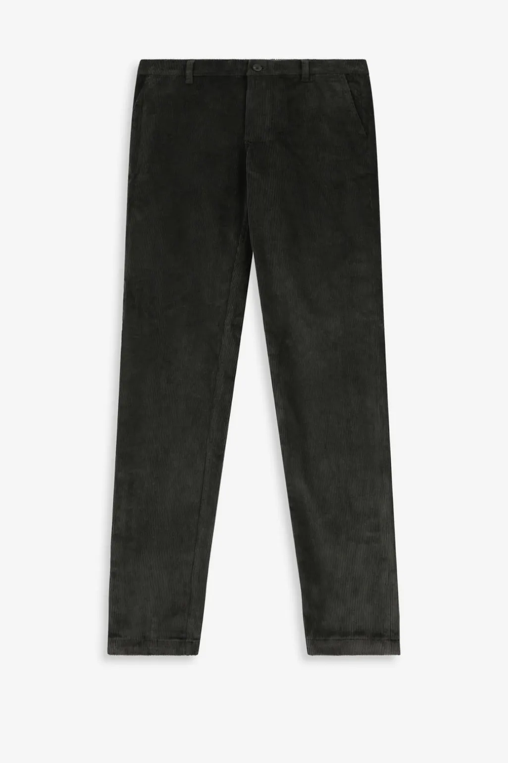 Donkergrijze mid-rise corduroy broek