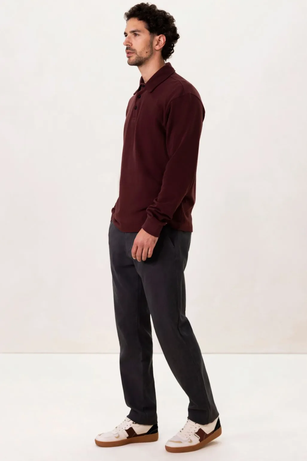 Donkergrijze mid-rise katoenen chino