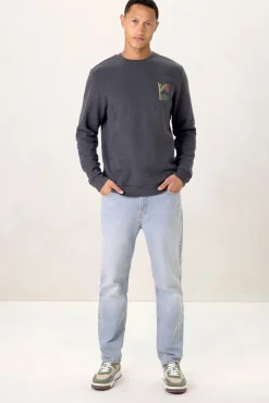 Donkergrijze sweater met print