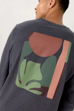 Donkergrijze sweater met print