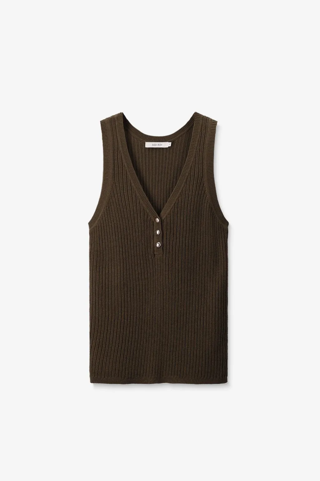 Donkergroen gebreid singlet