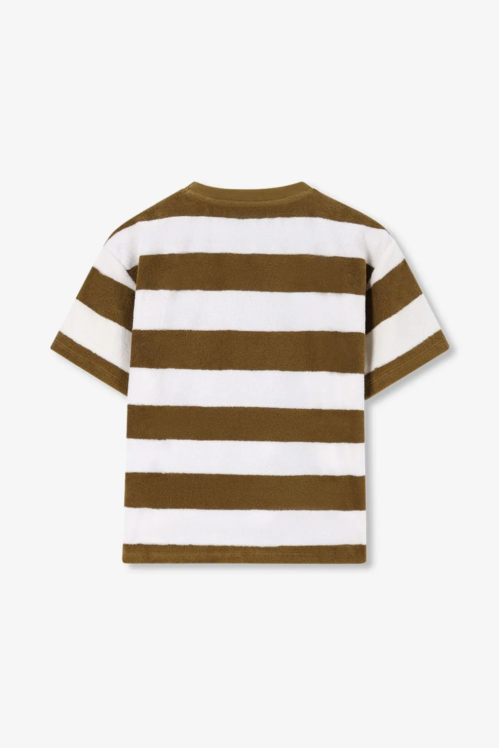 Donkergroen gestreept badstof T-shirt