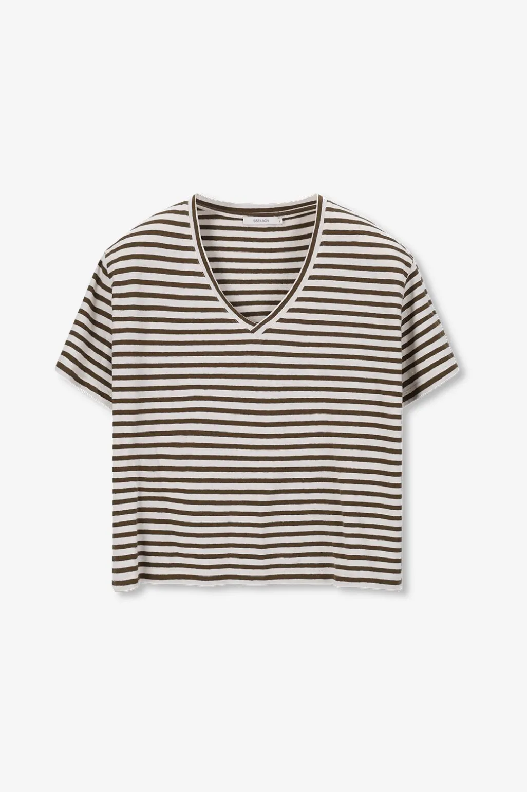Donkergroen gestreept T-shirt