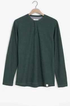 Donkergroen katoenen henley T-shirt