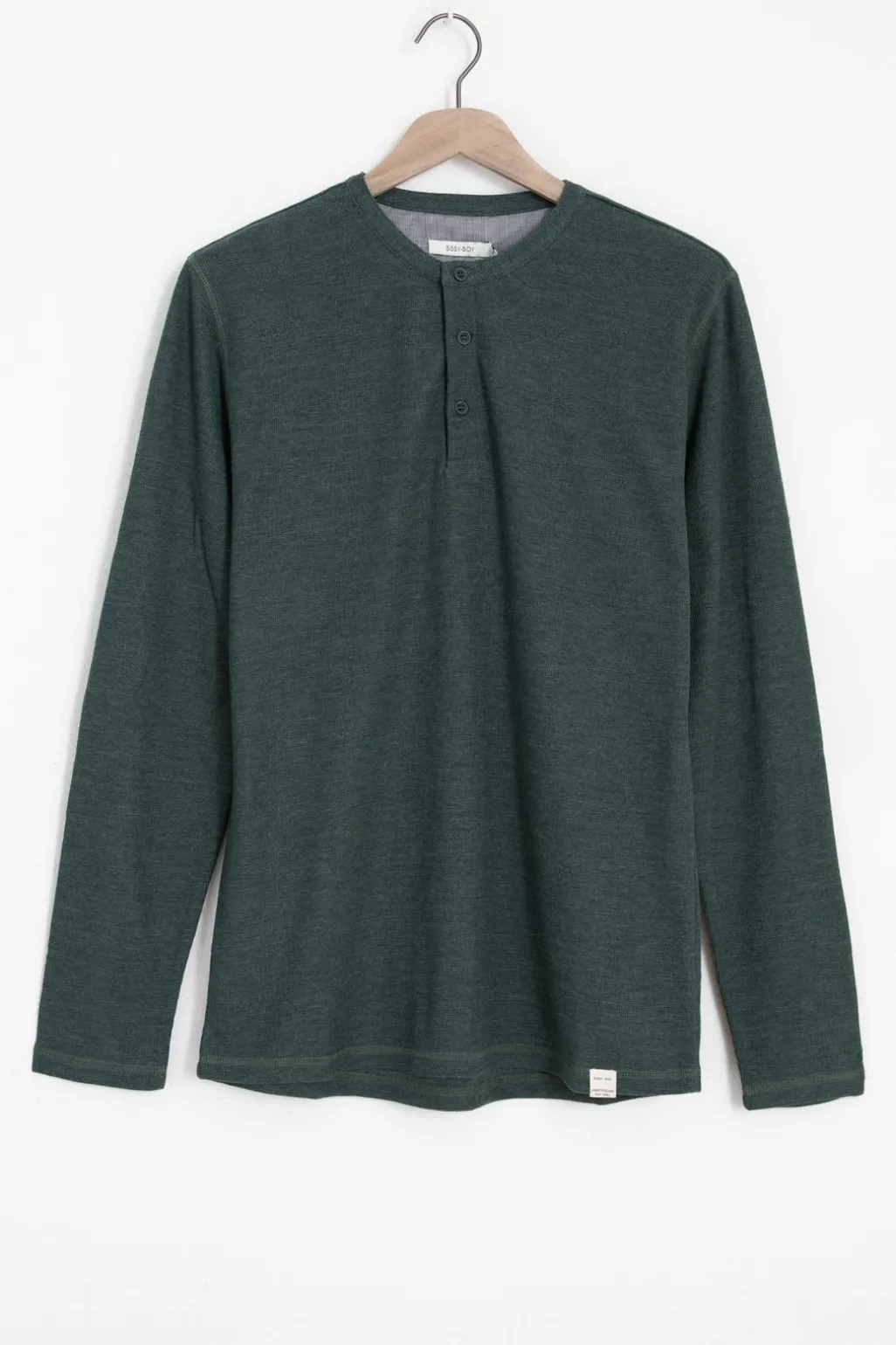 Donkergroen katoenen henley T-shirt