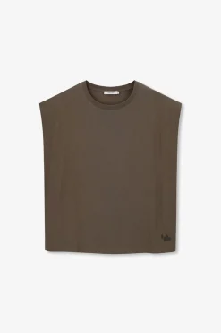 Donkergroen mouwloos T-shirt
