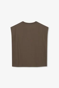 Donkergroen mouwloos T-shirt