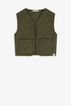 Donkergroen quilted gilet