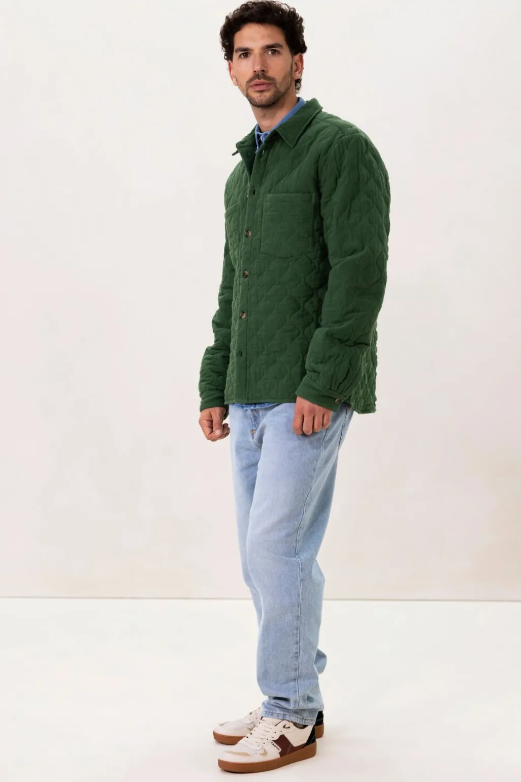 Donkergroen quilted overhemd
