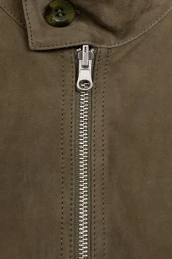 Donkergroen suède bomberjack reversible