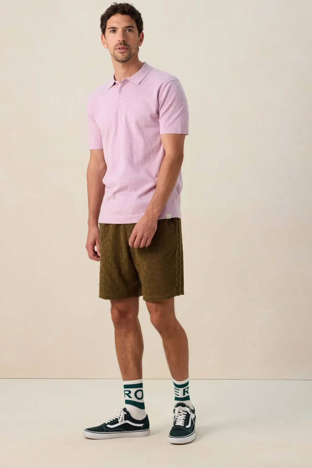 Donkergroene badstof shorts