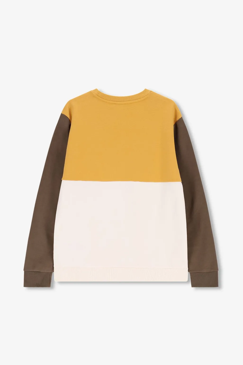 Donkergroene colourblock sweater met artwork
