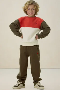 Donkergroene colourblock sweater