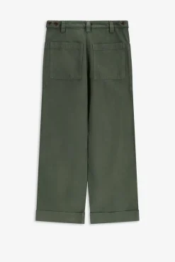 Donkergroene high waist broek met opgestikte zakken
