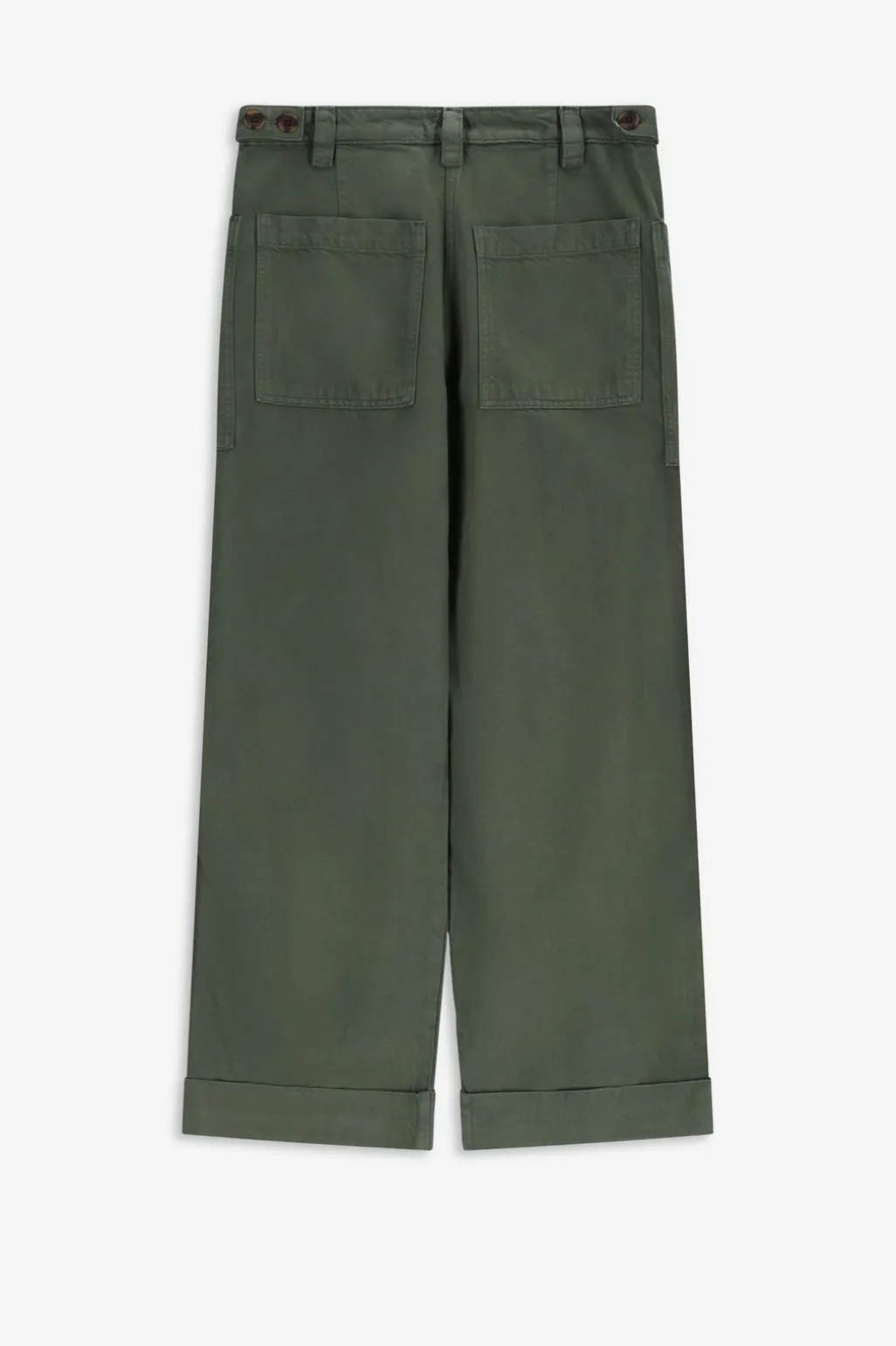 Donkergroene high waist broek met opgestikte zakken