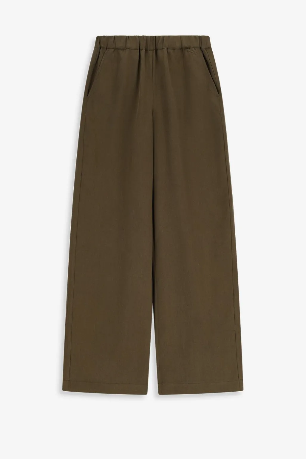 Donkergroene high waist wide leg broek