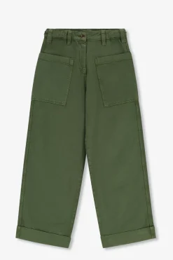 Donkergroene high waist workwear broek