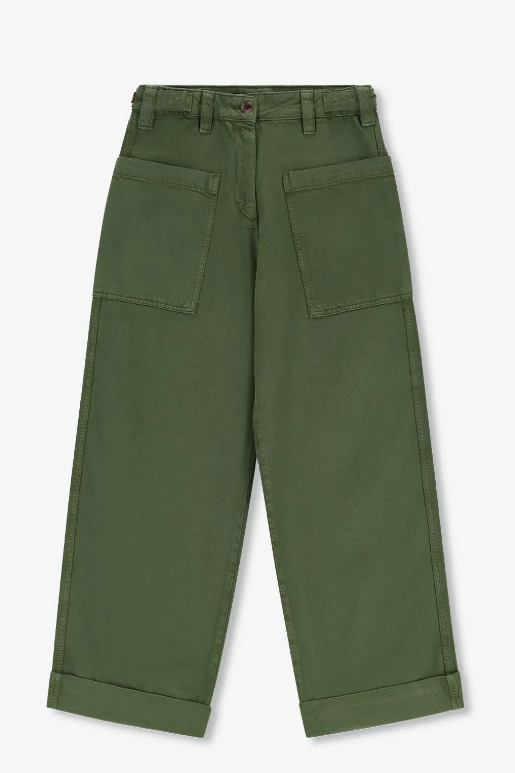 Donkergroene high waist workwear broek
