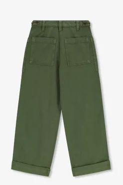 Donkergroene high waist workwear broek