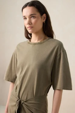 Donkergroene jersey wikkeljurk
