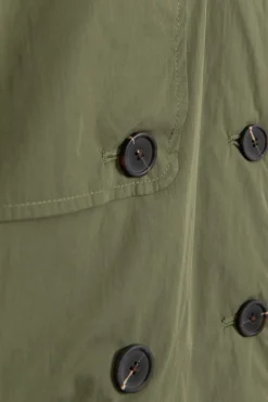 Donkergroene korte trenchcoat