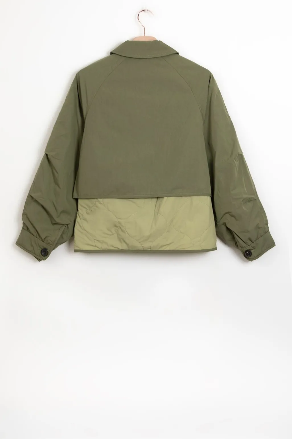 Donkergroene korte trenchcoat