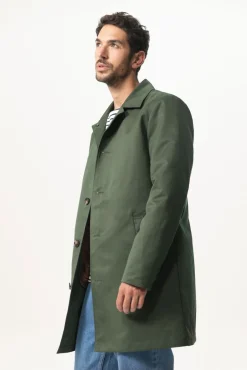 Donkergroene mackintosh jas