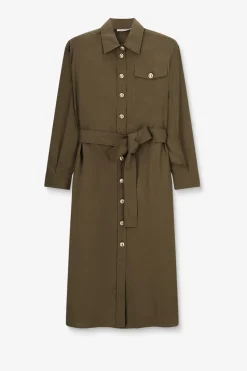 Donkergroene maxi jurk met ceintuur