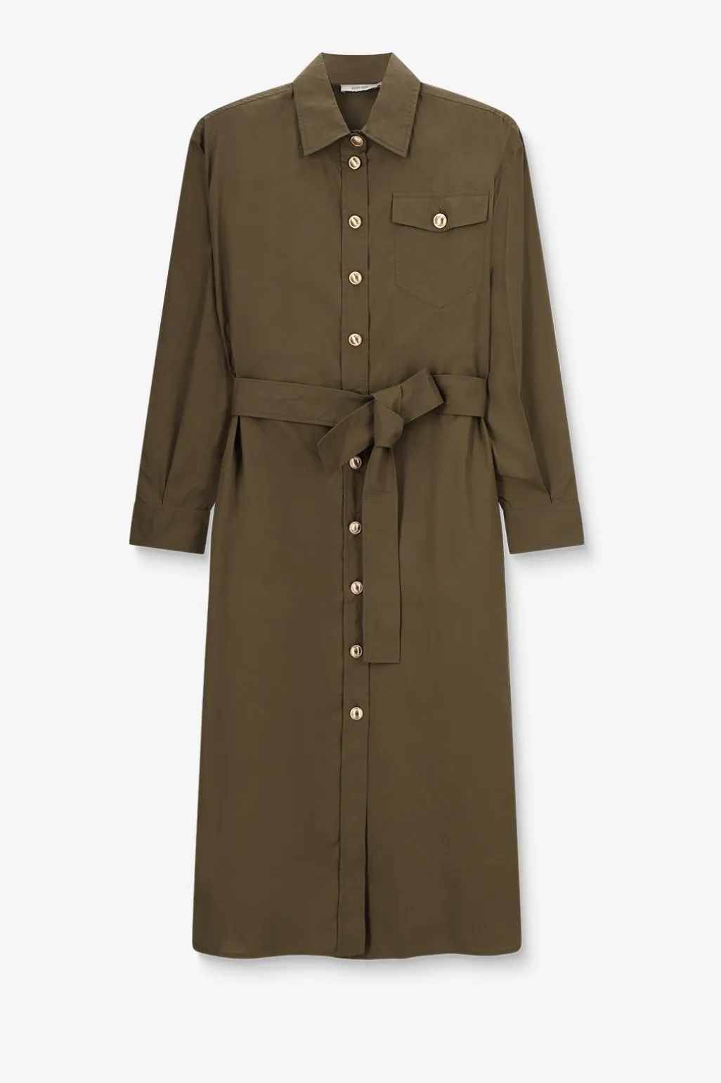 Donkergroene maxi jurk met ceintuur