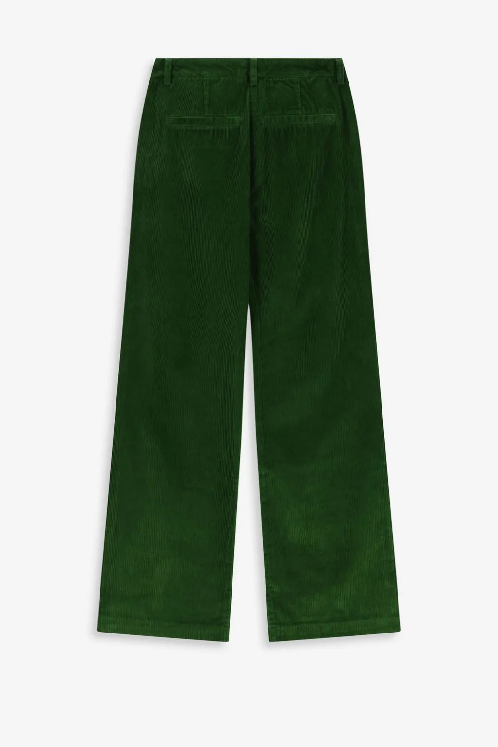 Donkergroene mid waist wide leg corduroy broek