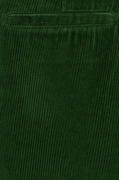 Donkergroene mid waist wide leg corduroy broek