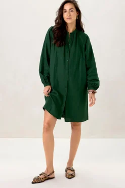 Donkergroene midi jurk met riem