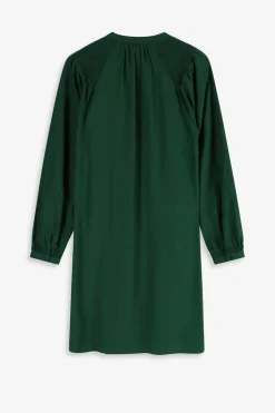 Donkergroene midi jurk met riem