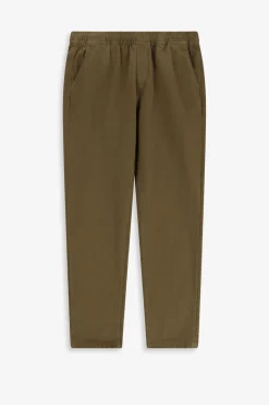 Donkergroene mid-rise chino met elastische taille