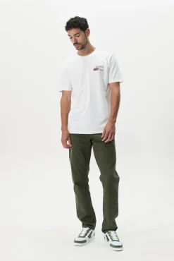 Donkergroene mid-rise katoenen chino