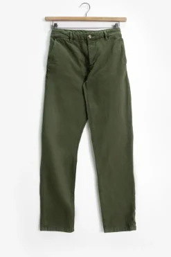 Donkergroene mid-rise katoenen chino