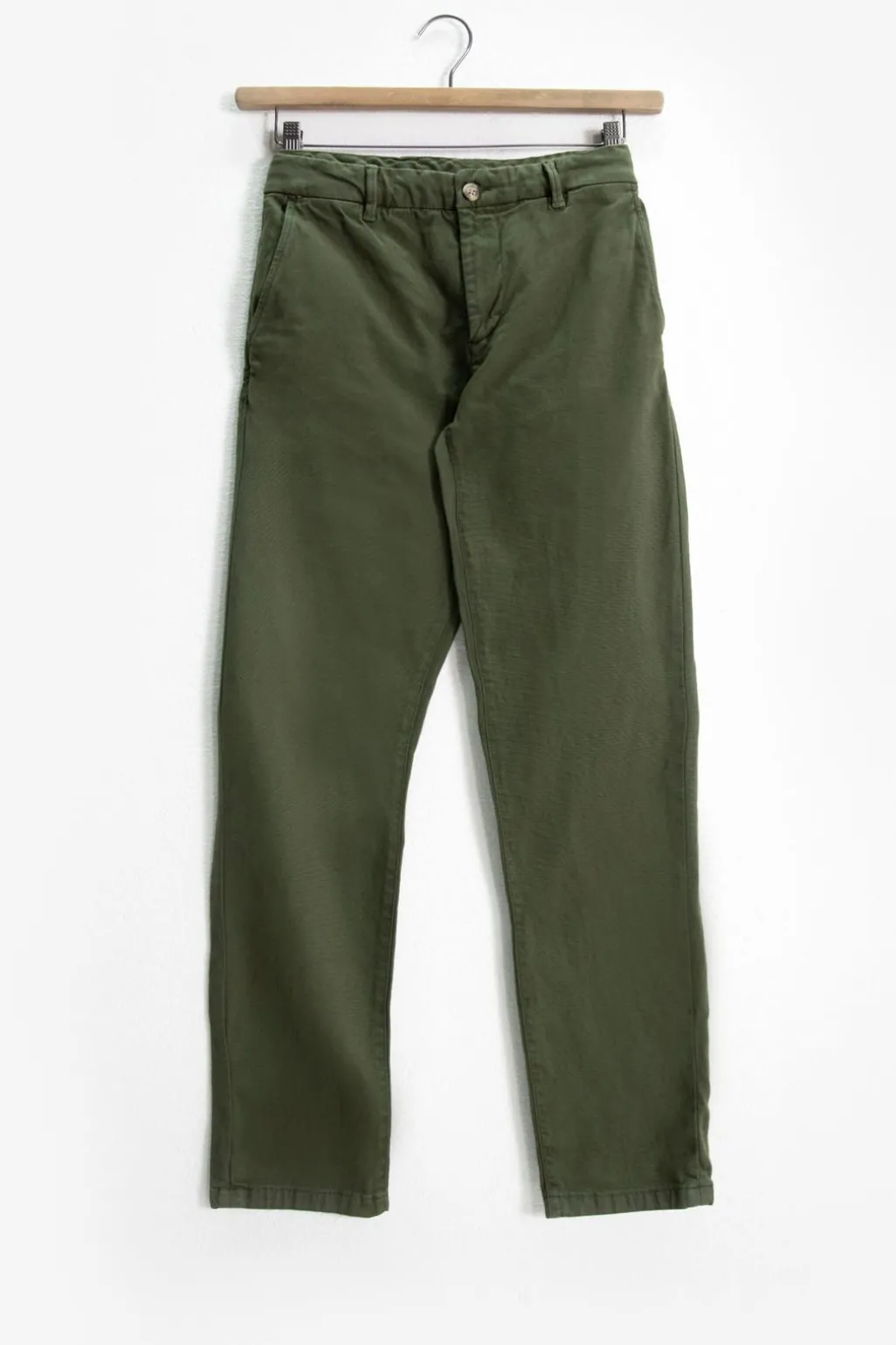 Donkergroene mid-rise katoenen chino