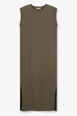 Donkergroene mouwloze maxi jurk