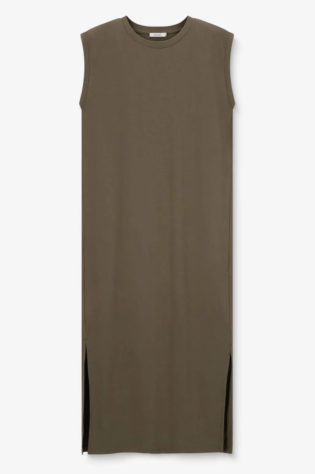 Donkergroene mouwloze maxi jurk
