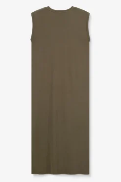 Donkergroene mouwloze maxi jurk